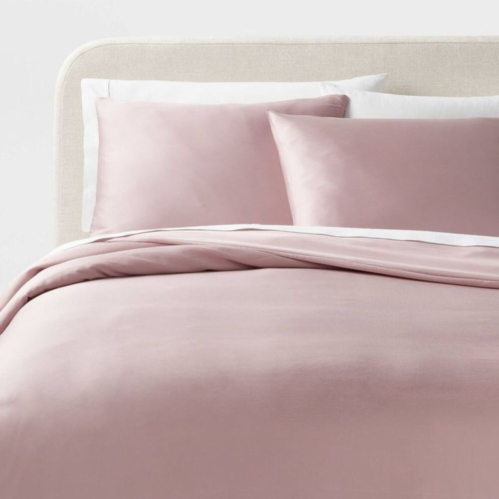 Full/Queen Cooling TENCEL Satin Weave Duvet Cover & Sham Set - Blush